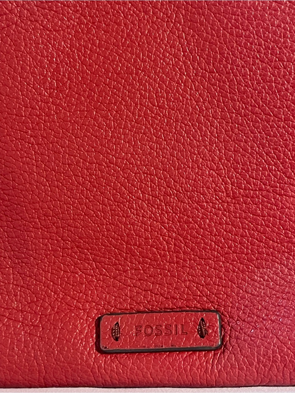 Fossil RED PINK leather zip wristlet pouch